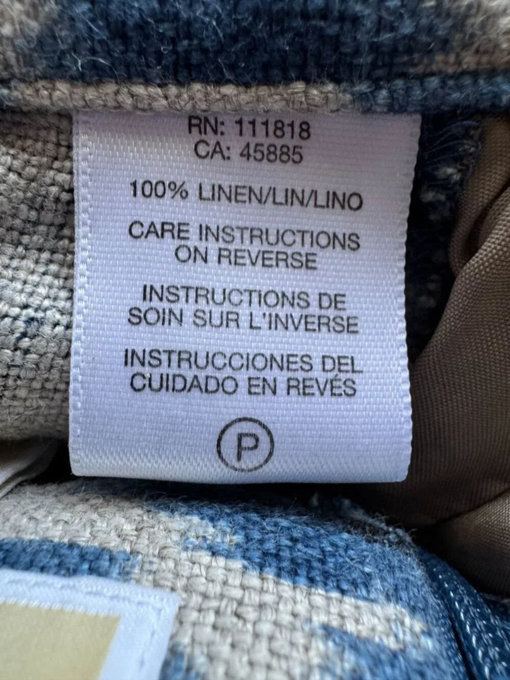 Michael Kors Blue & Ivory Ikat Print Skirt - 6 Linen Back Zipper Design